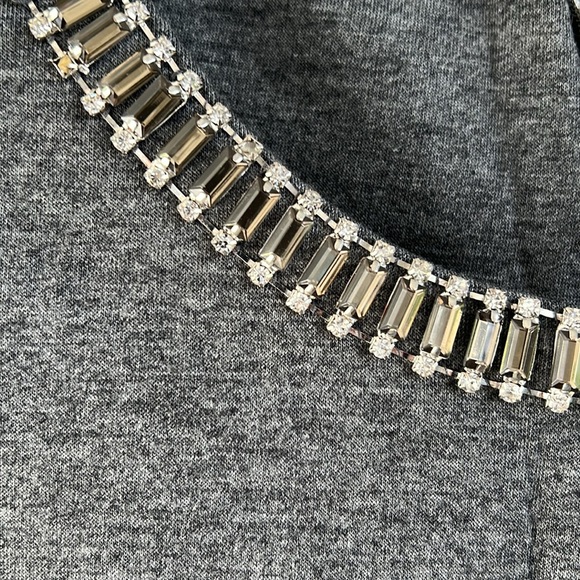 NWOT Cynthia Rowley Gray Embellished Neckline Shift Dress - Picture 6 of 9